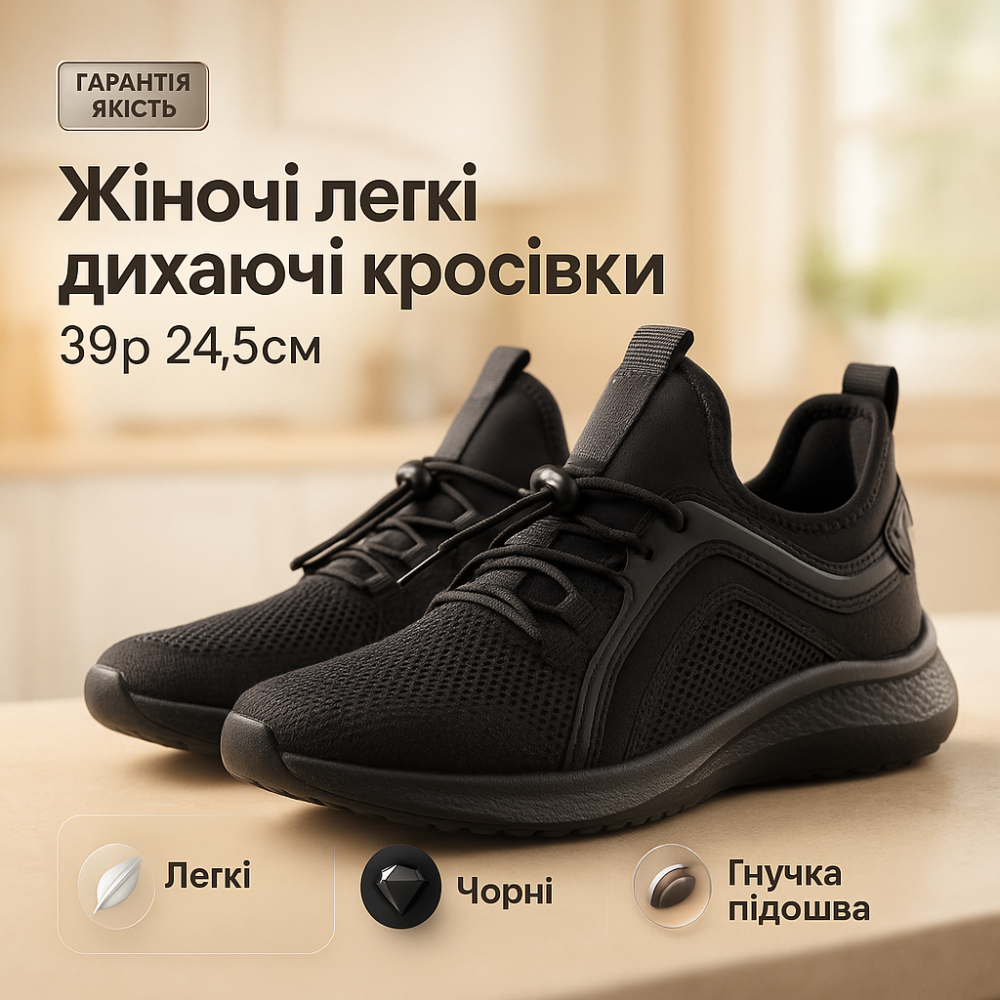 Кросівки чорні жіночі для повсякденного носіння, Кросівки жіночі текстильні сітка FC-78 Львів - фото 8