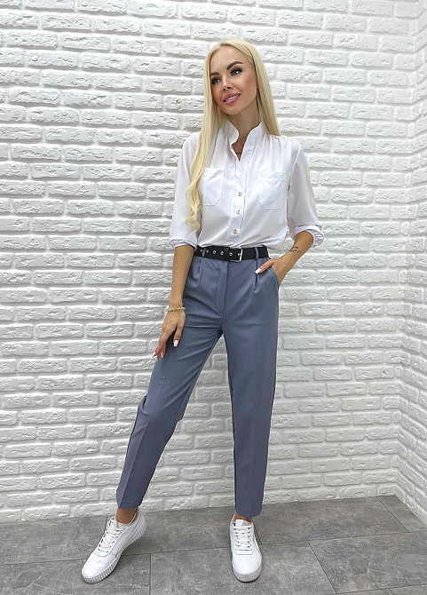 Класичні вкорочені брюки "Prime" оптом | Батал Сірий, 52 Київ - фото 4