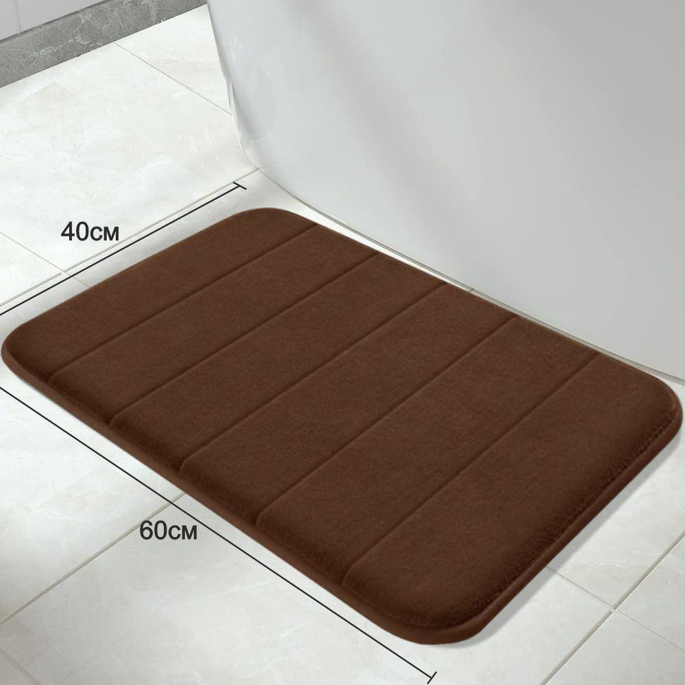 Современный коврик для ванной Aquarius с эффектом памяти Мягкий Антискользящий 40 х 60 см Коричневый в полоску Буча - изображение 2