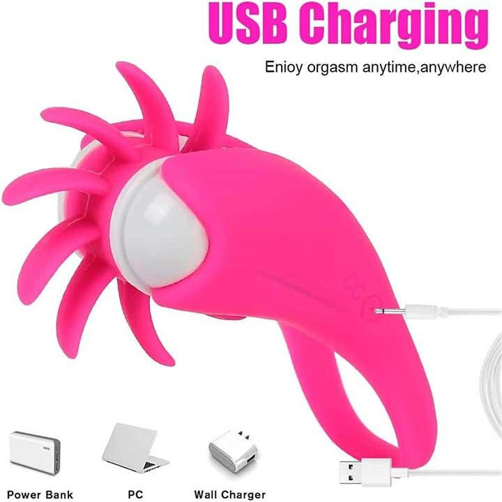 Віброкольцо з ротацією для стимуляції клітора 20 режимів Фуксія Вінниця - фото 5