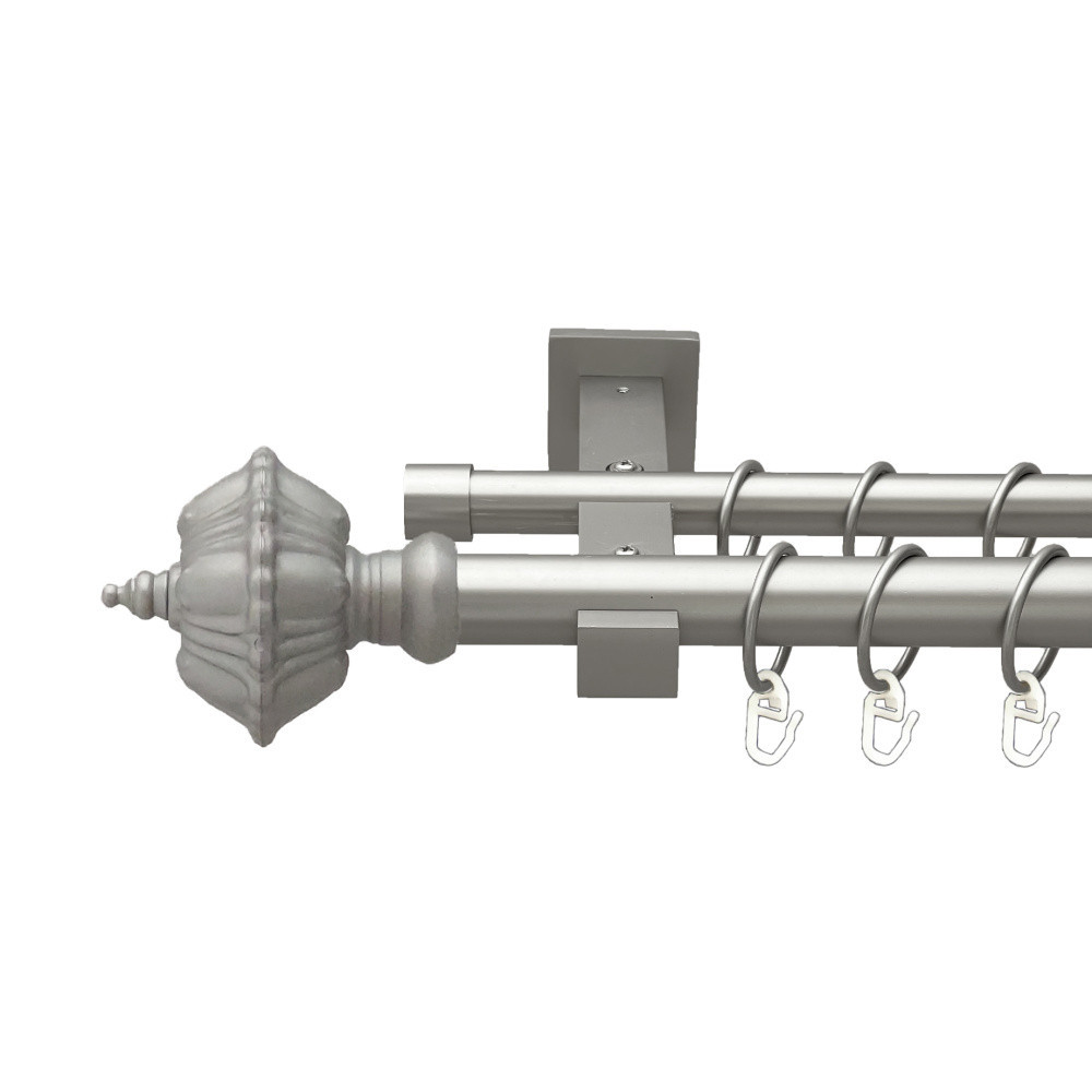 Карниз Orvit Шато металевий дворядний техно гладка труба кільце металеве Сатин 25\19 мм 200 см (00-00026450) Львов - изображение 1