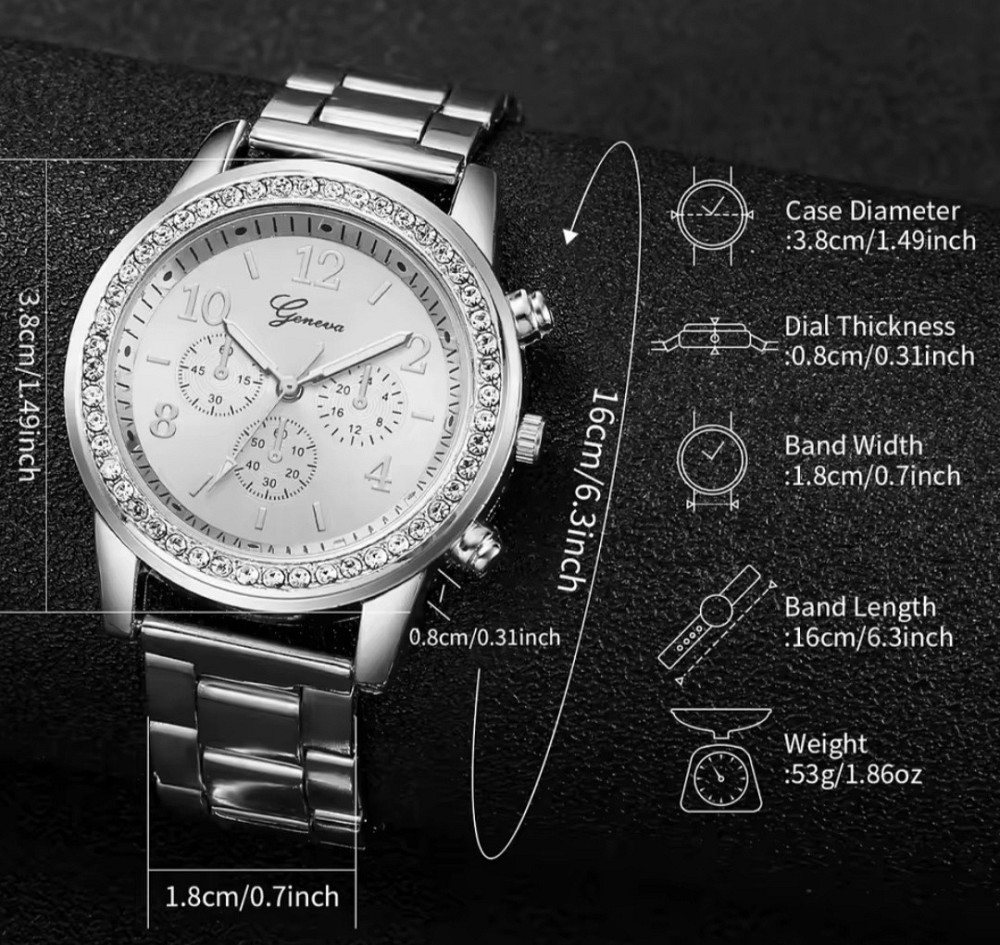 Годинник сріблястий жіночий з біжутерією Сміла - фото 5