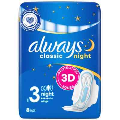 Гигиенические прокладки Always Classic Night Размер 3 8 шт. (4015400260837) Винница