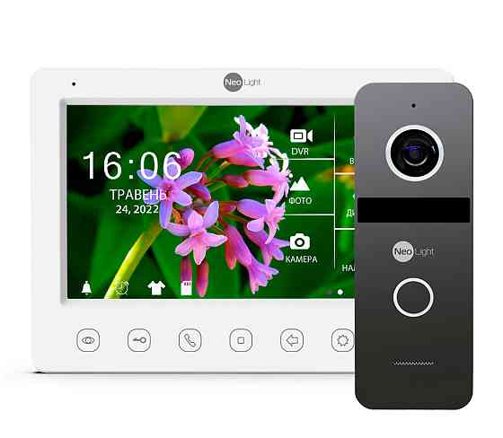 Комплект видеодомофонаNeoLight Kappa+ HD WF white 7 дюймов и вызывной панели NeoLight SOLO FHD Graphite Киев