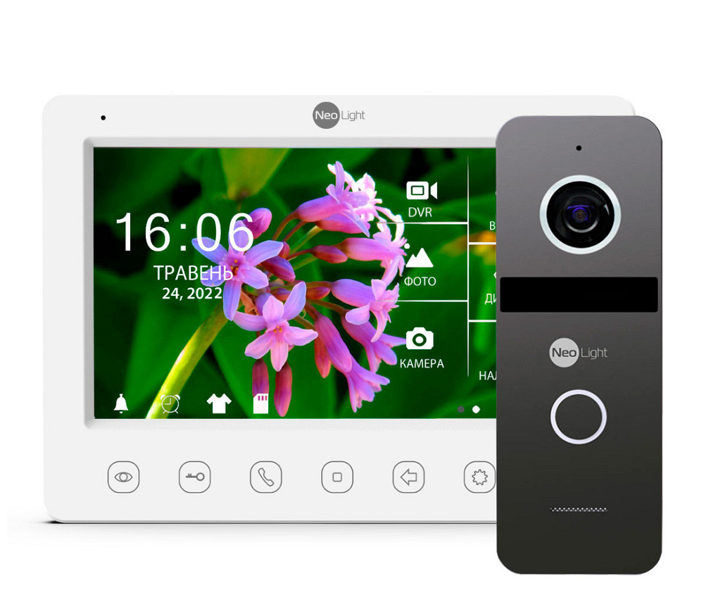 Комплект відеодомофонаNeoLight Kappa+ HD WF white 7 дюймів і панелі NeoLight SOLO FHD Graphite Київ - фото 1