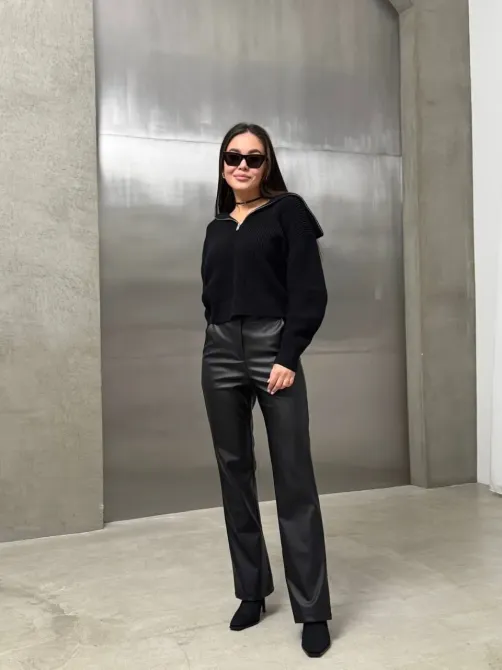 Женские кожаные брюки Palazzo теплые на флисе Харьков - изображение 1