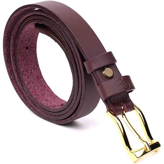 Модний вузький шкіряний ремінь для жінок GRANDE PELLE 22953 Бордовий Київ