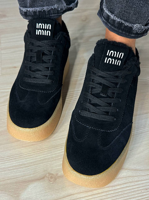 Кеды женские Hengji 633-1 утепленные замшевые на меху черные, 37, 23,5 см Киев - изображение 9