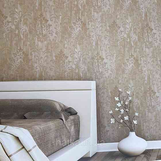 Шпалери флізелінові еко Galerie Metallic FX 0,53Х10 англійські вензелі завитки золотом структурних на бежевому Київ