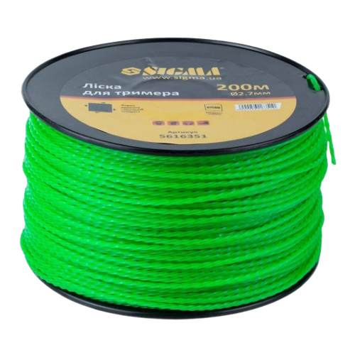 Ліска для тримера d2,7мм 200м зріз/кручений квадрат SIGMA Житомир - фото 1