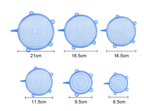 Набор силиконовых крышек 6 шт — прозрачные / 7492 Днепр