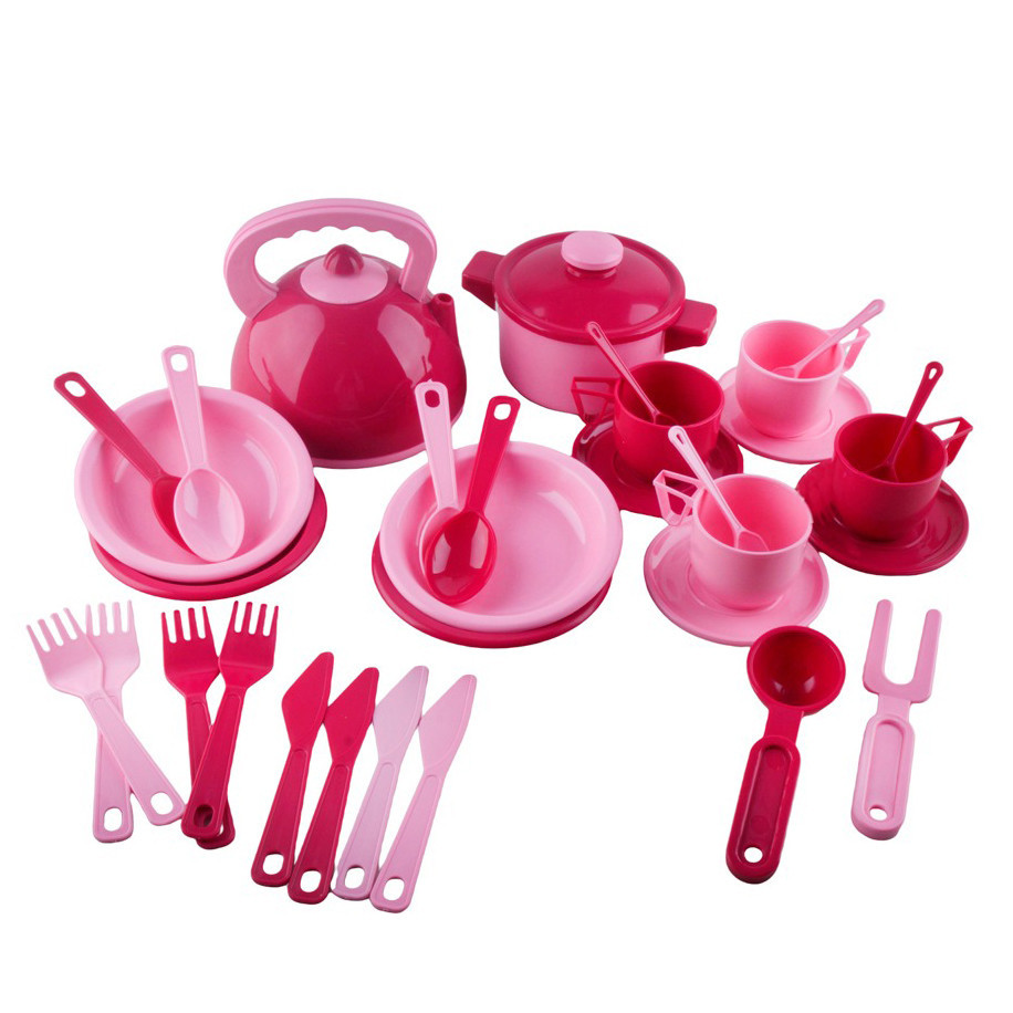 Дитячий ігровий набір посуду 70637(Pink) рожевий 32 предмета, паяний пакет Вінниця - фото 1