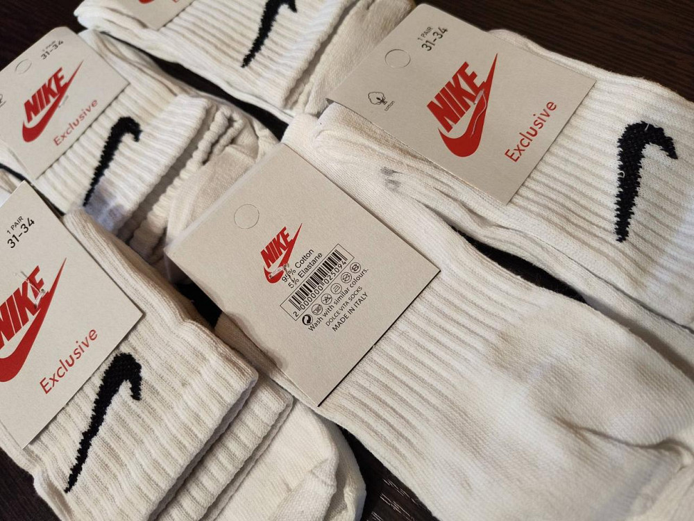 Детские высокие качественные хлопковые носки белые в наборе по 6 штук Nike. Размер 31-34 Киев - изображение 5