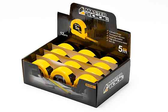 MASTERTOOL Рулетка MASTERTOOL 5 м×19 мм фіксатор полотна кнопка STOP протиковзний гачок 12 шт S Київ