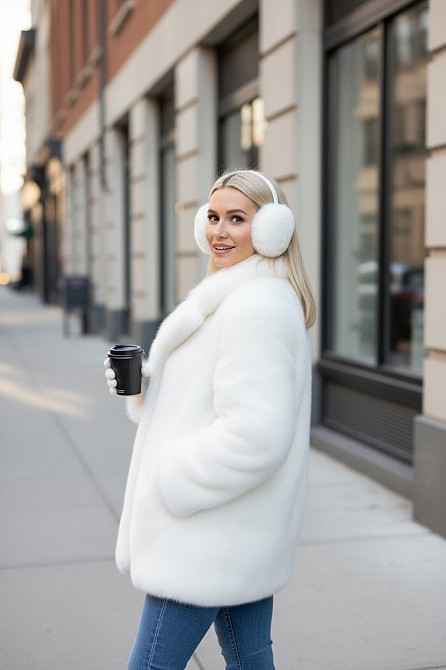 Жіночі хутряні навушники Rex Білий Харків - фото 4