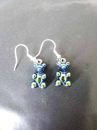 Сережки мишки, черные с напылением - размер мишки 1,7см, смола Киев