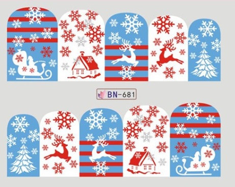 Новогодние наклейки на ногти BN-681 Киев - изображение 1