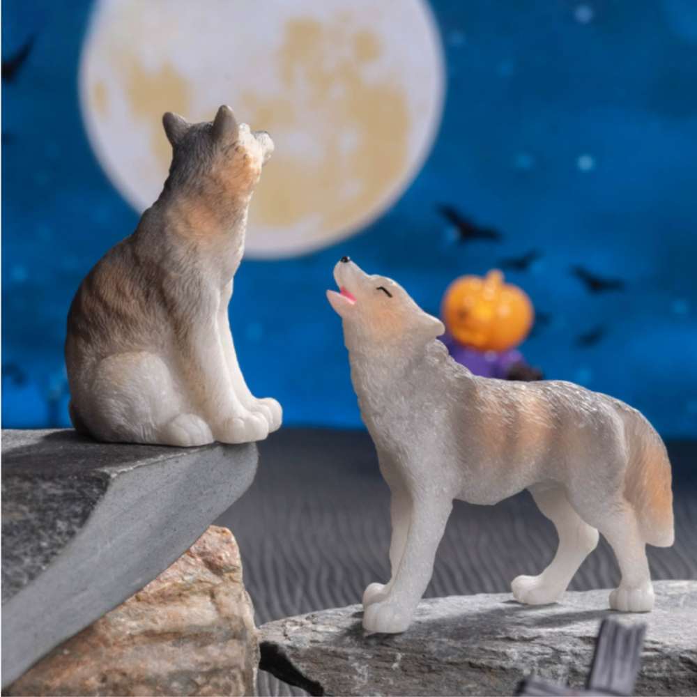 Миниатюрные фигурки пара волков 5.1 х 6.2 см для мини-сада и поделок Одесса - изображение 2