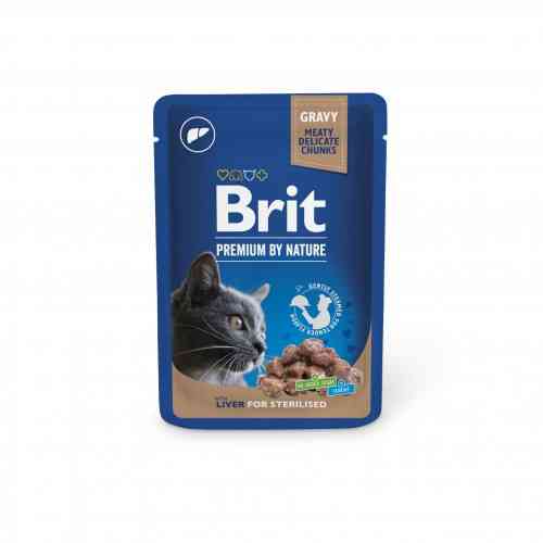 Вологий корм Brit Premium Cat pouch для стерилізованих котів, печінка, 100 г Київ