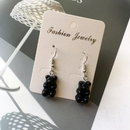 Серьги в виде мишек, черные - размер 1,6*1см, смола Киев - изображение 1