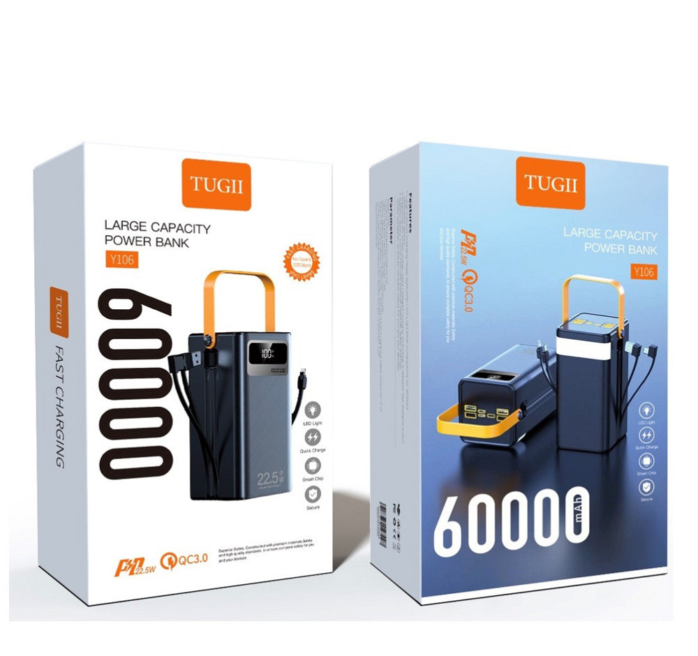 Зовнішній акумулятор WUW Y106 （PD22.5W quick charge) 60000mAh Black Київ - фото 2