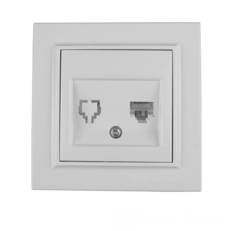 Розетка компьютерная 1х8P8C, Enzo белый Днепр - изображение 1