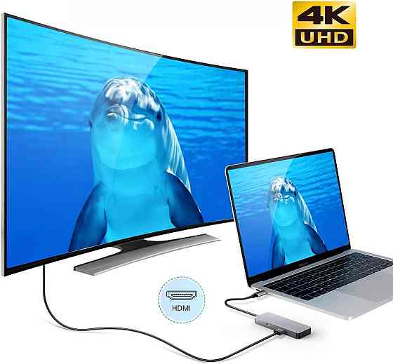 Хаб USB-C 4в1 концентратор HDMI 4K USB 3.0 кардридер SD/TF OTG адаптер док-станция для MacBook Samsung Huawei Киев