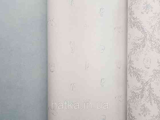 Шпалери паперові дитячі Lutece Tartine et Chocolat біла основа сірі мишки їжачки баранці зайчики Київ