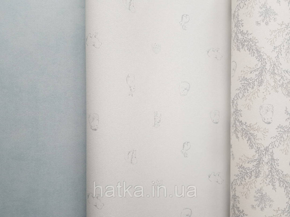 Шпалери паперові дитячі Lutece Tartine et Chocolat біла основа сірі мишки їжачки баранці зайчики Київ - фото 1