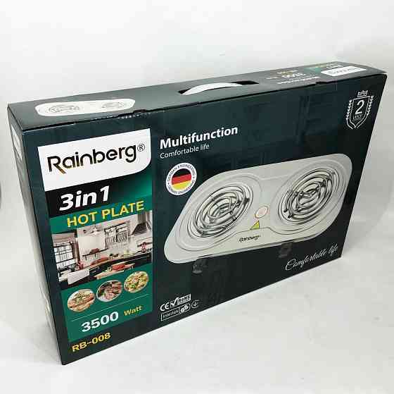 Настільна електроплита Rainberg, Електроплита 2 конфорки, Міні-плита для дому Комфорочна PW-27 Львів