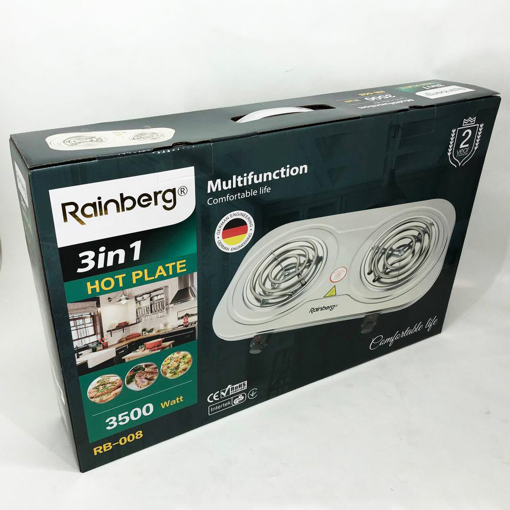 Настільна електроплита Rainberg, Електроплита 2 конфорки, Міні-плита для дому Комфорочна PW-27 Львів - фото 1