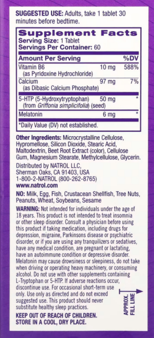 Мелатонин + 5 НТР для улучшения сна Natrol Melatonin + 5-HTP 60 таб Київ - фото 3