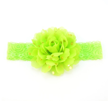 Дитяча салатова пов'язка на голову - окружність голови приблизно 40-52см, діаметр квітки 10см Київ - фото 1