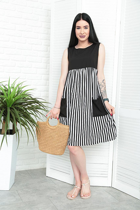 Сукня з завищеною талією "Band" оптом | Норма і батал | Розпродаж моделі Чорний, 42-44 Київ - фото 4