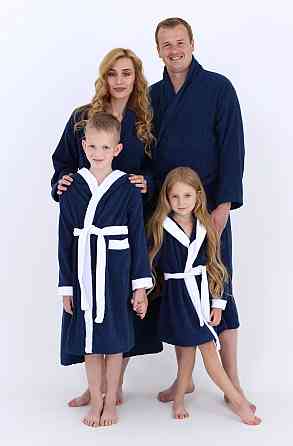 Халат дитячий Ideal Textile махровий з капюшоном Темно-синій (56860474) Чернівці