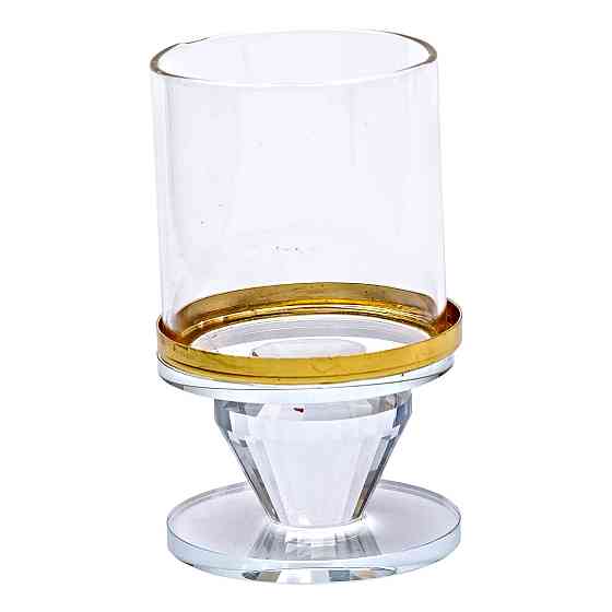 Yiwu Підсвічник скляний на ніжці з золотою окантовкою 6×10 см підсвічник келих декоративний про Киев