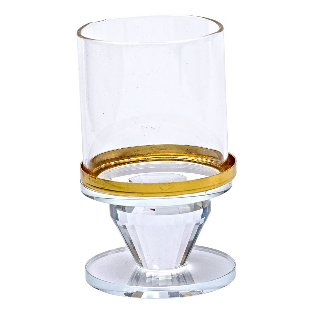 Yiwu Підсвічник скляний на ніжці з золотою окантовкою 6×10 см підсвічник келих декоративний про Киев - изображение 1