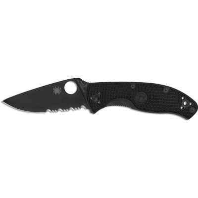 Нож Spyderco Tenacious Black Blade Lightweight полусеррейтор (C122PSBBK) Винница