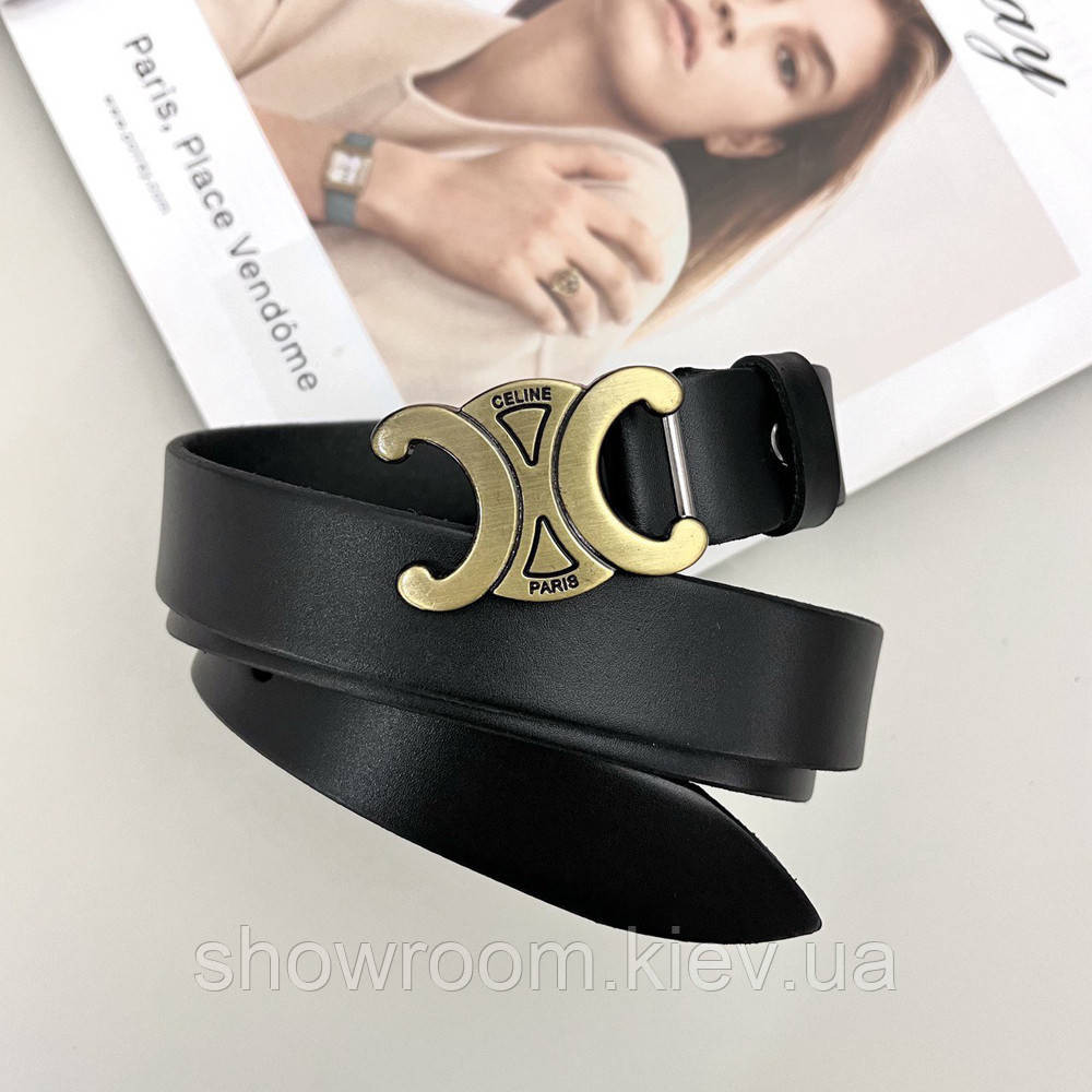 Женский кожаный ремень Celine gold (3 cм) Киев - изображение 1