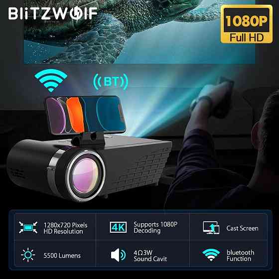 Новинка проєктор Blitzwolf BW-VP8 — 5500 Lumen, Wi-fi, Bluetooth Київ