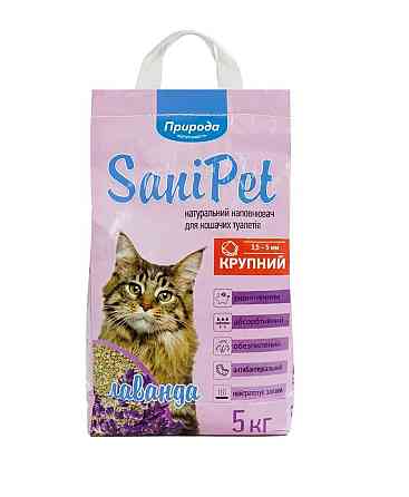 Бентонітовий наповнювач "Природа" "Sani Pet" Великий з лавандою 5 кг Вінниця