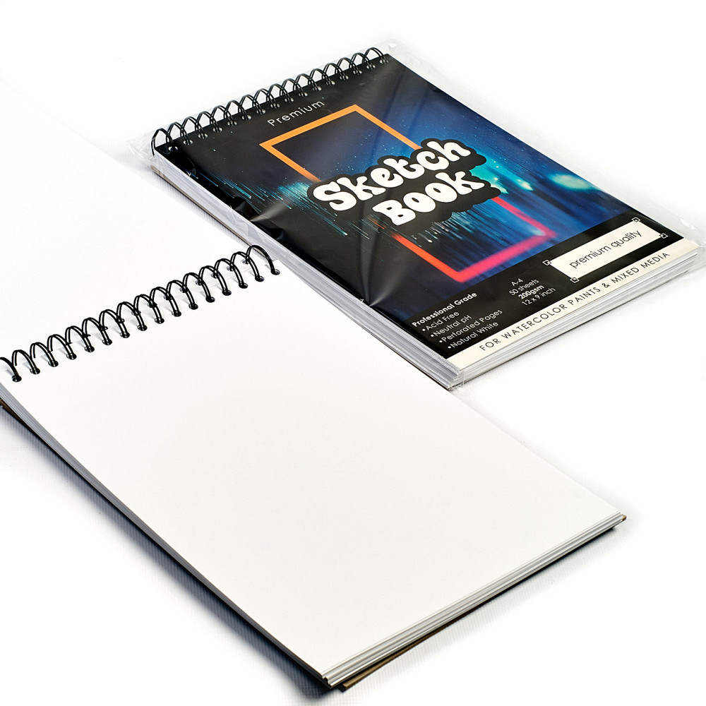 Відео огляд! Папір для скетчингу А4 250 г\м2 на 50 аркушів, альбом для малювання на спіралі із щільним папером Кам'янець-Подільський - фото 2