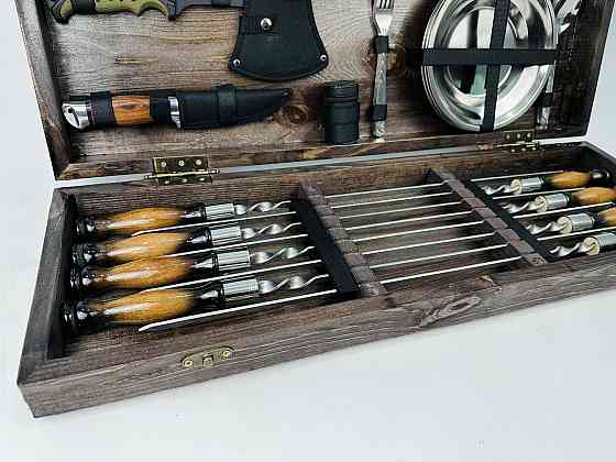 Подарунковий набір шампурів у дерев'яному кейсі М'ЯСНИК HAPPY DAYS Тернопіль