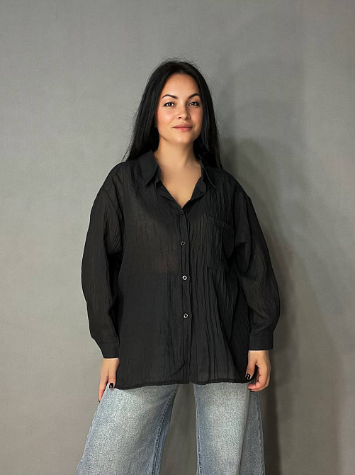 Сорочка жіноча Xingyue 388 оверсайз бавовна жатка з кишенею, чорний, one size Київ - фото 8