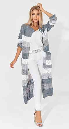 Ажурний кардиган із кишенями в смужку (48-52) Київ