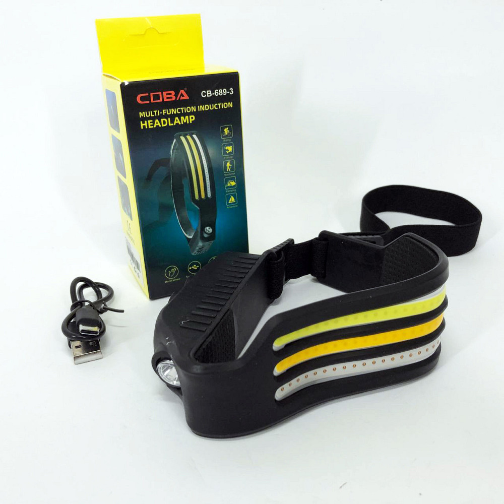 Фонарик диодный налобный BL-W689-LM+3COB, Налобный фонарь с креплением на голову, Наголовный фонарь AU-49 Киев - изображение 5