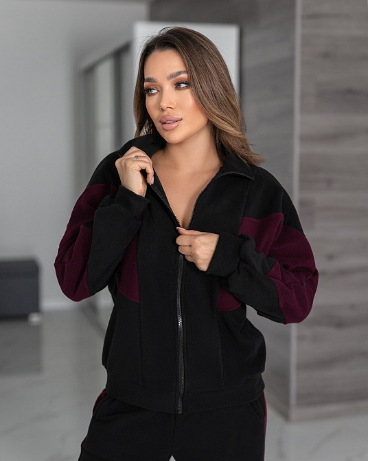 Спортивний флісовий костюм "Connect" | Норма та батал Чорний + максала, 42-44 Київ - фото 4