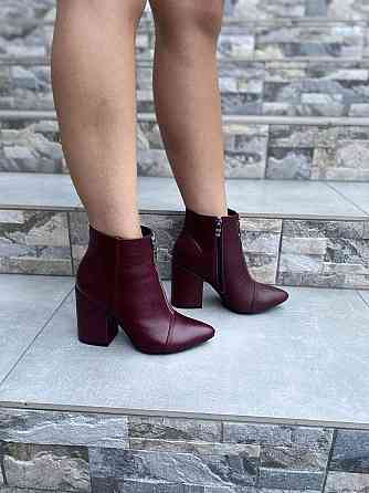 Жіночі черевики демісезонні кольору марсала з натуральної шкіри весна-осінь каблук 9 см. 36р. 3 Коломия