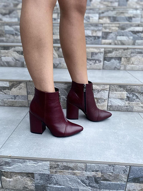 Жіночі черевики демісезонні кольору марсала з натуральної шкіри весна-осінь каблук 9 см. 36р. 3 Коломия - фото 2