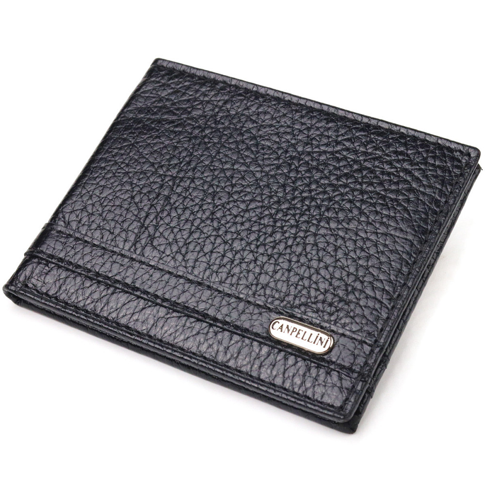 Практичный зажим из натуральной зернистой кожи CANPELLINI 21518 Черный Киев - изображение 1